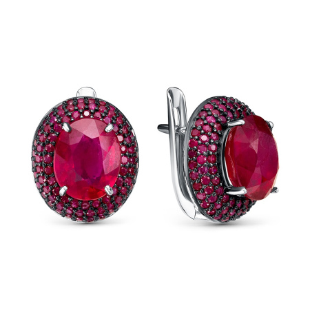 Серьги из серебра с корундом