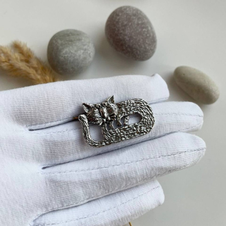 Брошь из серебра «Генацвале» кошка