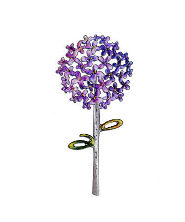 Брошь из серебра «Сирень» с эмалью