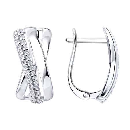 Серьги из серебра с фианитами