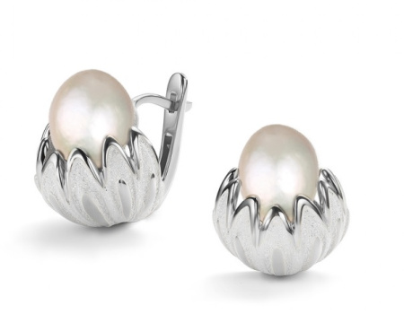 Серьги из серебра с жемчугом