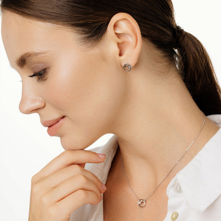 Серебряные пусеты с бриллиантами