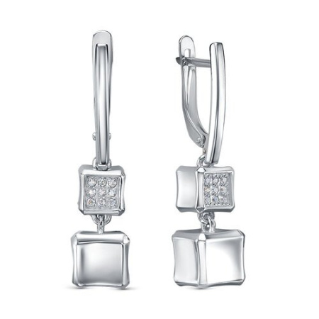 Серьги из серебра с фианитами