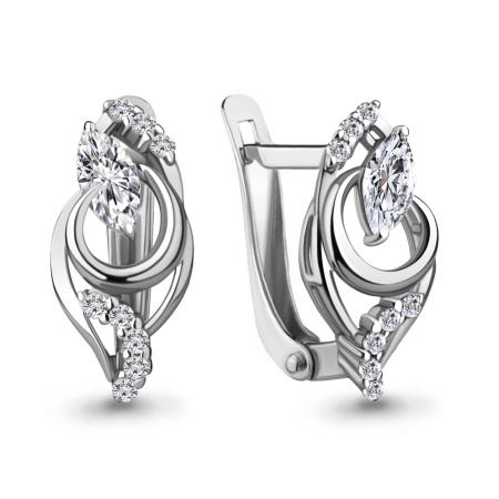 Серьги из серебра с фианитами