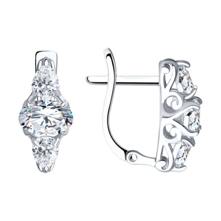 Серьги из серебра с фианитами SOKOLOV