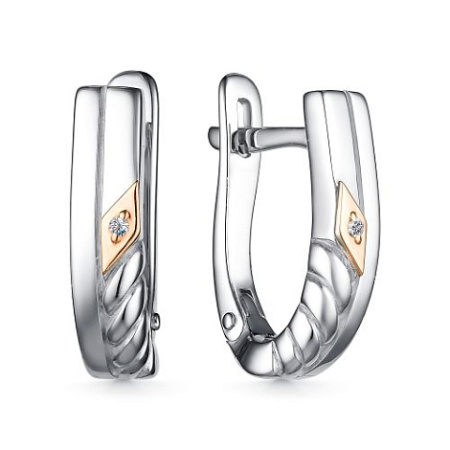 Серьги из серебра с бриллиантом