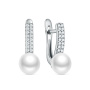 Серьги из серебра с жемчугом и фианитами