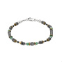 Браслет из серебра с хризопразом, гематитом и пиритом