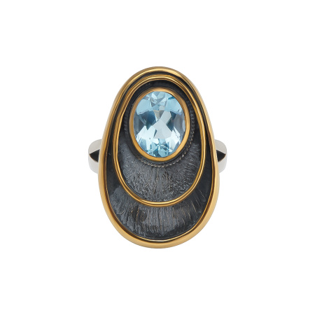 Кольцо из серебра с топазом в позолоте