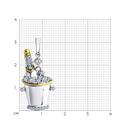 Серебряная подвеска с фианитами «Шампанское»
