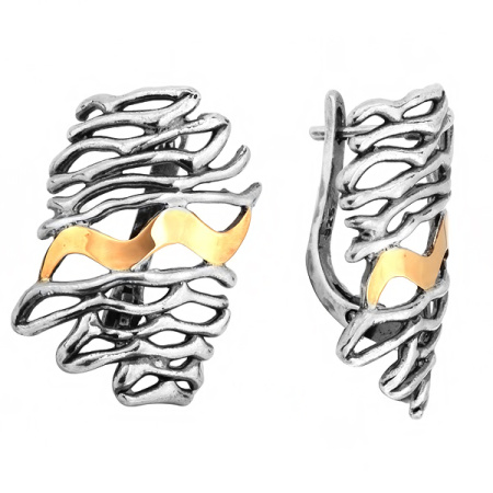 Серебряные серьги с золотом