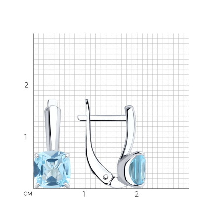 Серьги из серебра с голубыми топазами