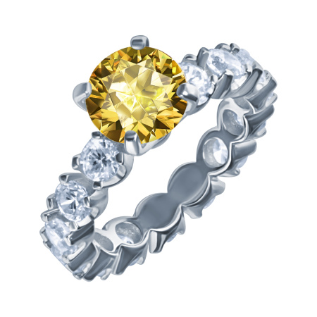 Кольцо из серебра с фианитами