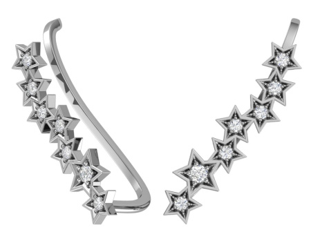 Серьги-каффы «Звездный путь» с бесцветными фианитами