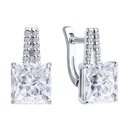 Серьги из серебра с фианитами