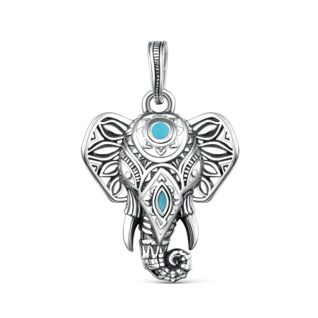 Подвеска из чернёного серебра с эмалью «Слон»