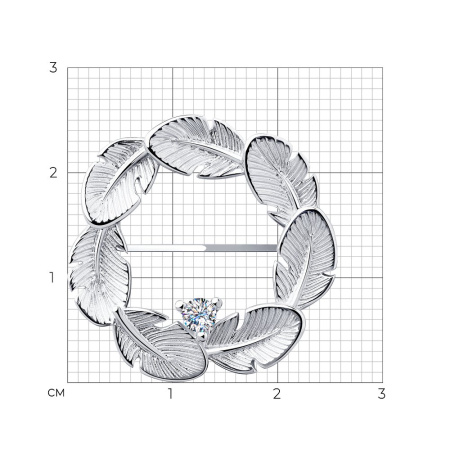 Брошь из серебра с фианитом