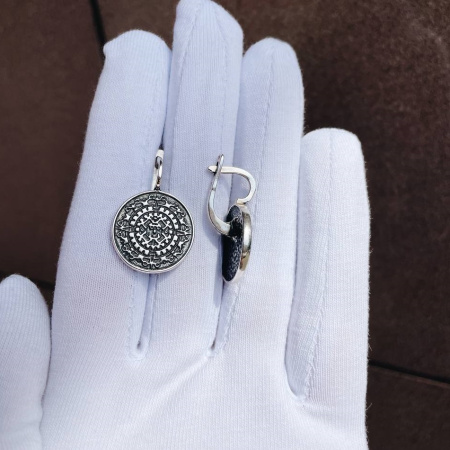 Серьги из серебра 925 «Монета» майя круглые