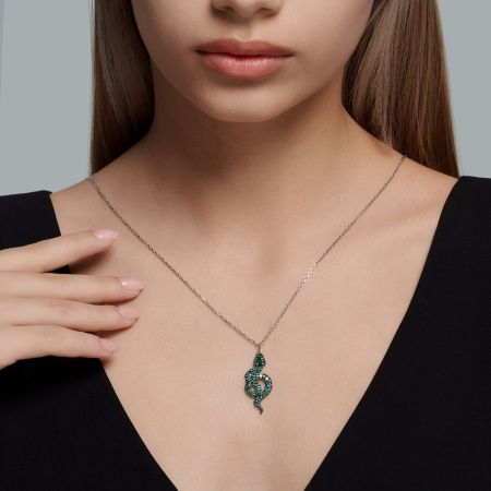 Подвеска из серебра с фианитами «Змея»