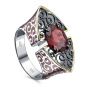 Кольцо из серебра с гранатом и эмалью
