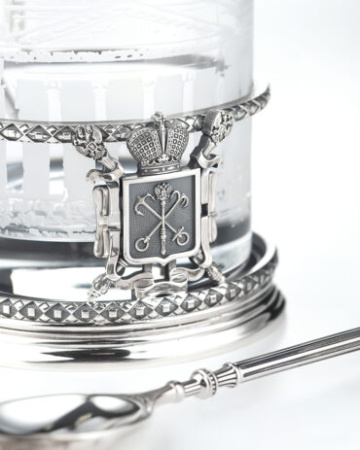 Подстаканник «Петербург» из серебра с ложкой