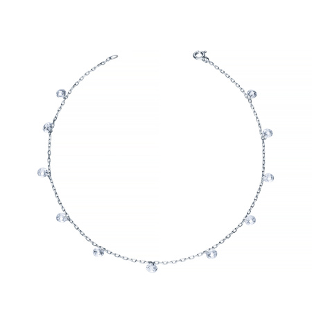 Серебряный браслет на ногу с фианитами