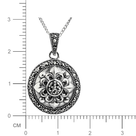 Серебряный кулон на цепи с марказитами Swarovski