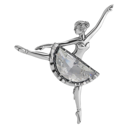 Брошь из серебра 925 Балерина с горным хрусталем