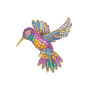Брошь - кулон «Колибри» с бриллиантами, изумрудами, топазами, турмалинами и родолитами