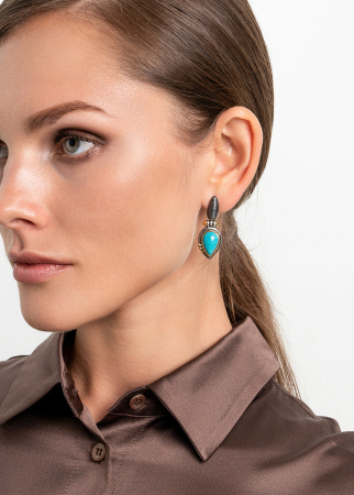 Серьги из серебра с бирюзой в позолоте