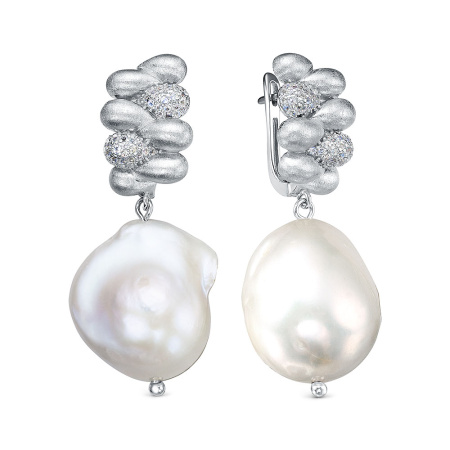 Серьги из серебра с топазом и жемчугом