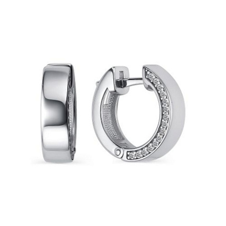 Серьги-кольца из серебра с фианитами