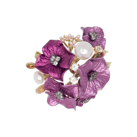 Кольцо из серебра с алюминием и жемчугом «Гортензия»