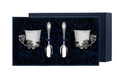 2 чашки кофейные «Кабаны» с ложками