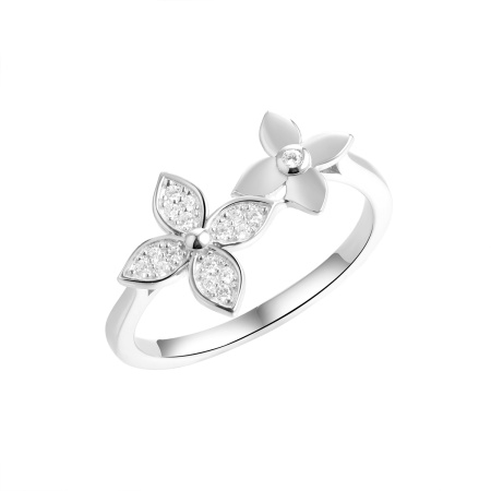 Кольцо из серебра с фианитами «Цветы»