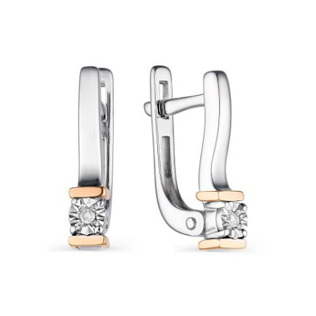 Серебряные серьги с бриллиантом