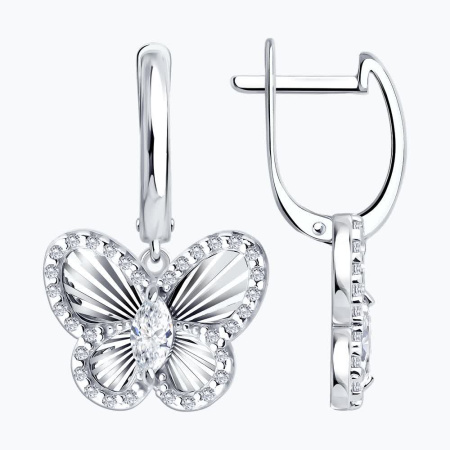 Серьги из серебра с фианитами «Бабочки»