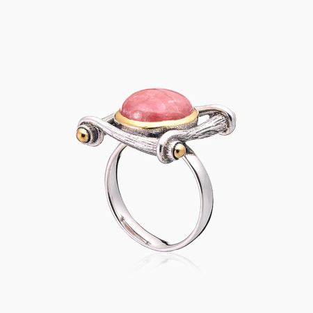Кольцо из серебра с камнем родохрозит