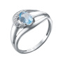 Кольцо из серебра с топазом sky и фианитами