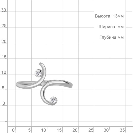 Кольцо на фалангу из серебра с фианитами