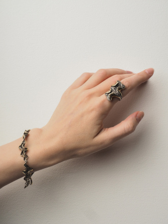 Серебряное кольцо с чернением и позолотой