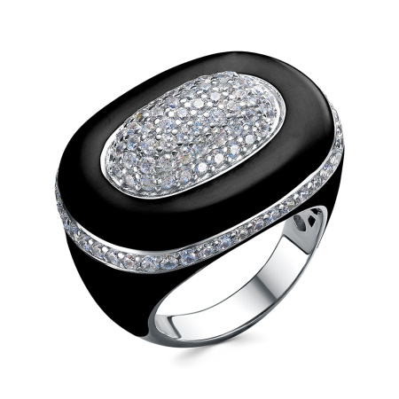 Кольцо из серебра с кубическим цирконием и эмалью