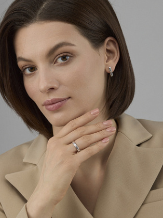 Кольцо из серебра с позолотой и бриллиантами