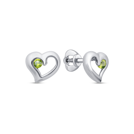 Серьги из серебра с хризолитом