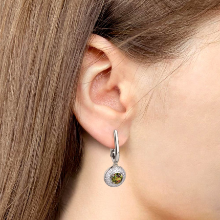 Серебряные серьги с султанитами и фианитами