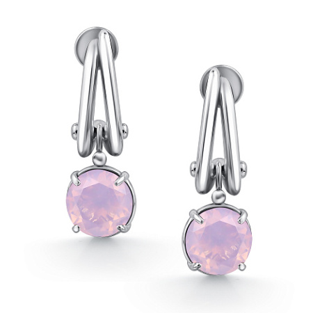 Серебряные серьги гвоздики с ювелирным стеклом опалом