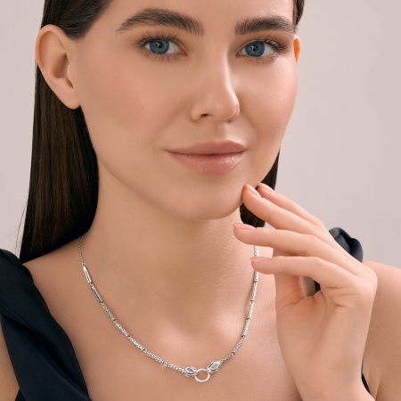 Колье из серебра с фианитам «Змея»