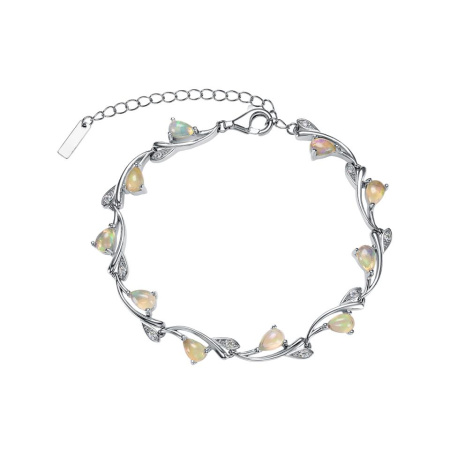 Браслет из серебра с опалом и фианитами