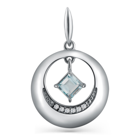 Подвеска из серебра с фианитами и топазом