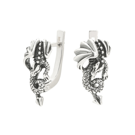 Серебряные серьги «Дракон»